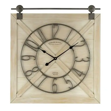 Sterling & Noble 28 " Indoor Rustic White Farmhouse Analog Wall Clock with Quartz Movement photo Sterling & Noble 28 " Indoor Rustic White Farmhouse Analog Wall Clock with Quartz Movement photo