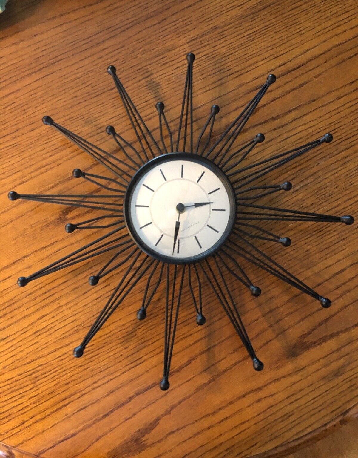 Sterling & Noble Mid Century Modern 18” Black Iron Starburst Wall Clock