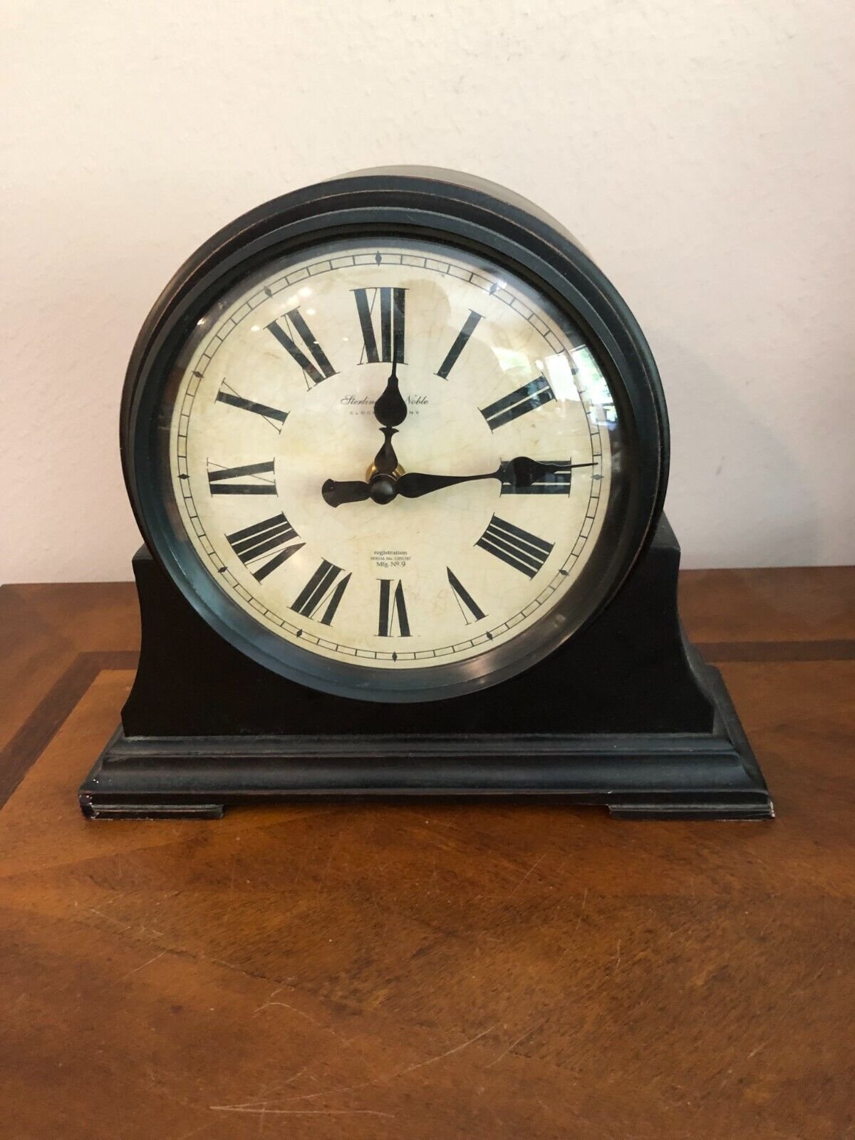 STERLING & NOBLE QUARTZ DESK CLOCK WANFUDA WOOD INDUSTRY CO. TESTED