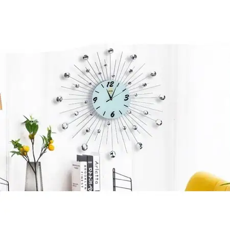 Sunburst Crystal Decorative Wall Clock Metal Frame 27 ''inch for Wall Living Room Decorative photo