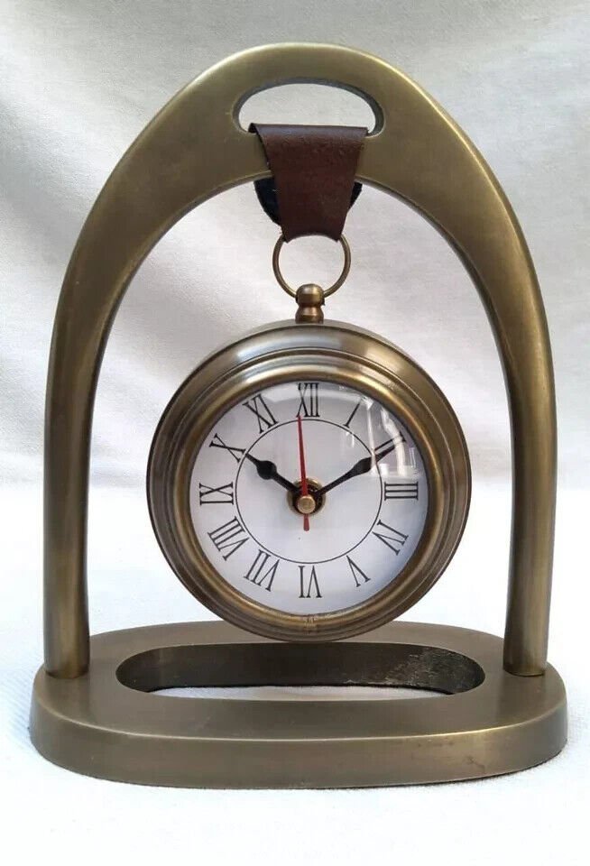 Table Top Clock Time Handicraft A Beautiful Brass Hanging for Office Decor Gift