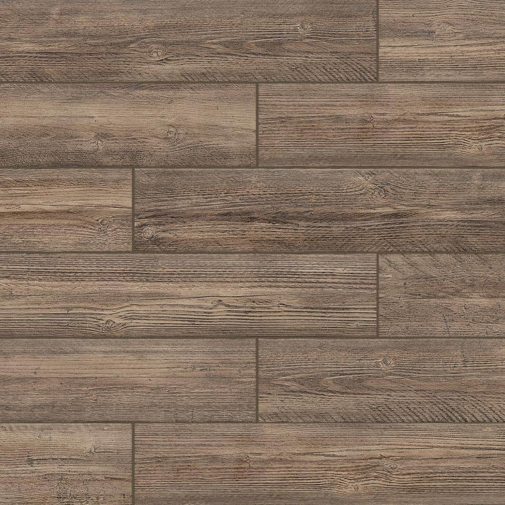 Tahoe Cedar Brown Porcelain 8 in. W x 0.354 in. H Matte...