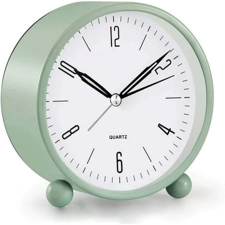 Tcwhniev Modern Silent Sweep Alarm Clocks Bedside Non Ticking Battery Powered with Night Light