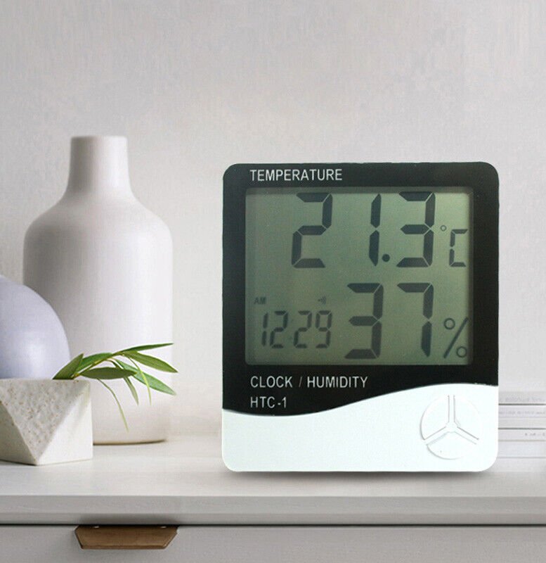 TechTongda Indoor Digital LCD Temperature Humidity Meter Clock Multi-function