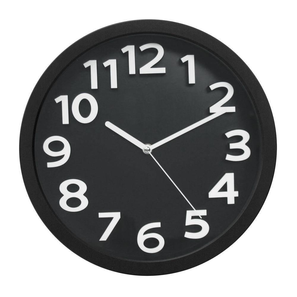 Tempus 13 in. Black Silent Sweep Wall Clock
