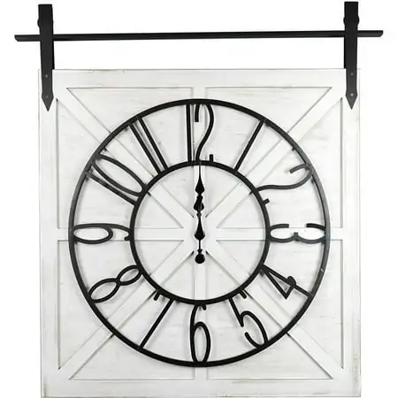 The Crestview Collection Barn Time Wooden Wall Clock in White photo The Crestview Collection Barn Time Wooden Wall Clock in White featured image
