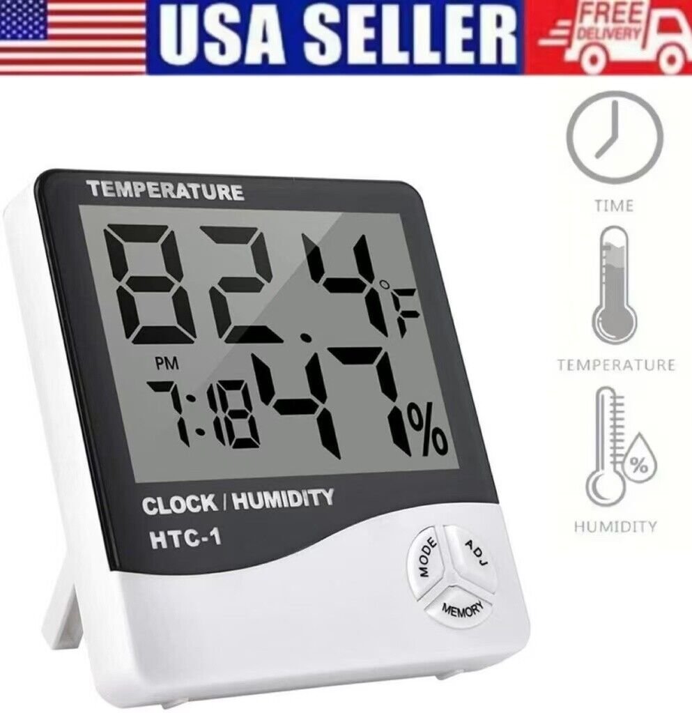 Thermometer Indoor Digital LCD Hygrometer Temperature Humidity Meter Alarm Clock
