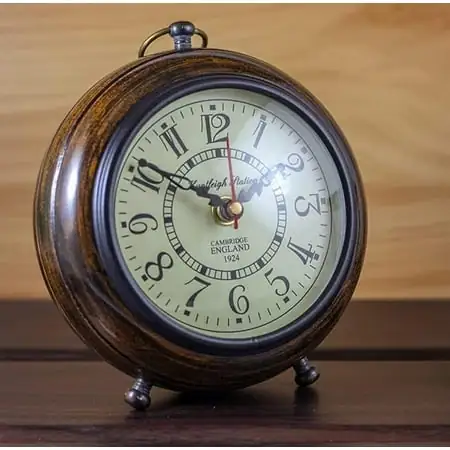 Thomson Handicraft Vintage Antique Style Wooden Glass Thomson Handicraft Vintage Antique Style Wooden Glass Handmade Table/Desk Clock for Home image