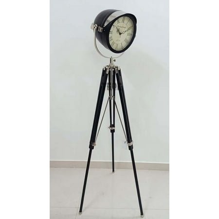 THOR INSTRUMENTS Nautical Marine Wooden Clock Wooden Tripod Clock Room Corner Floor Clock Victorian Living Room Clock