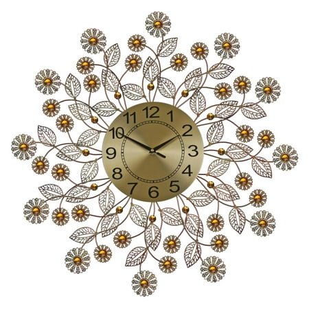 Three Star Im/Ex Inc. Oversize Elegant Bejeweled Flower 29'' Wall Clock