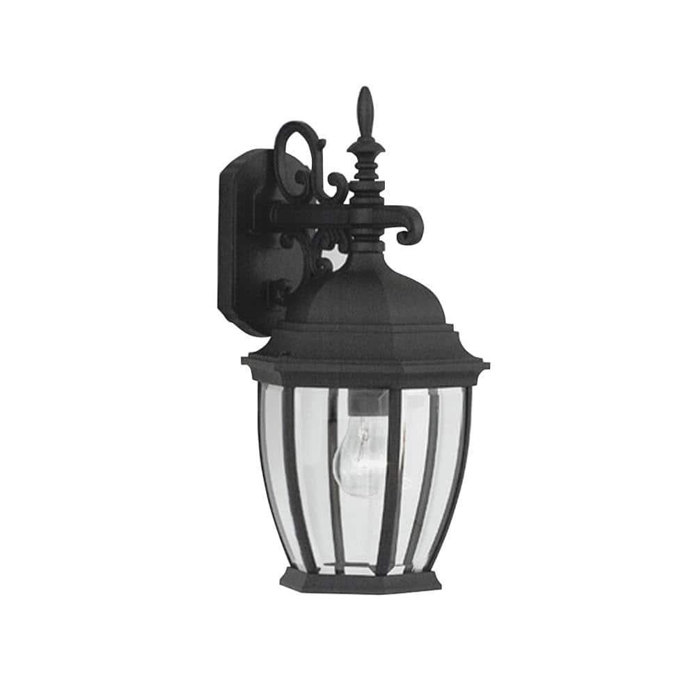 Tiverton 18 in. Black 1-Light Outdoor Line Voltage Wall Sconce with No...