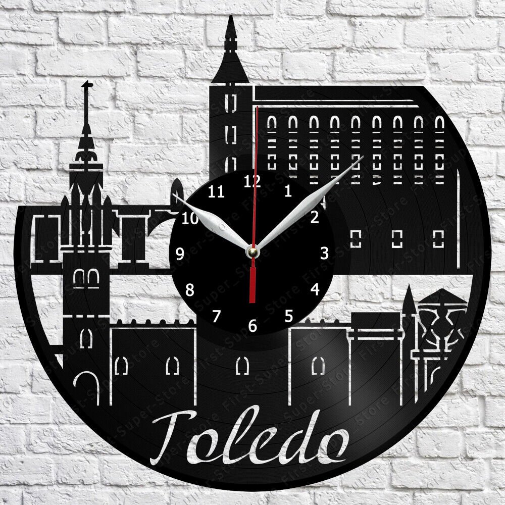 Toledo Skyline Vinyl Record Wall Clock Home Fan Art Decor 12'' 30 cm 6804