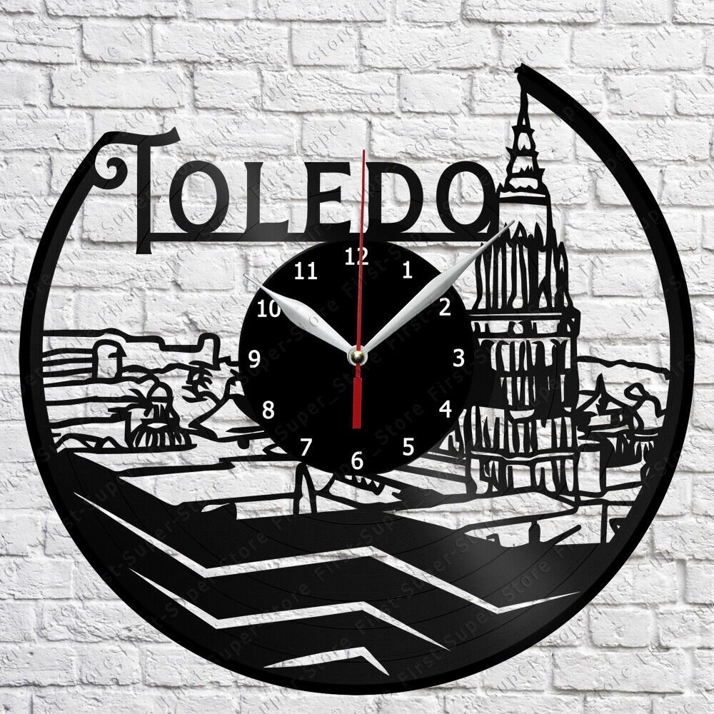 Toledo Skyline Vinyl Record Wall Clock Home Fan Art Decor 12'' 30 cm 6805