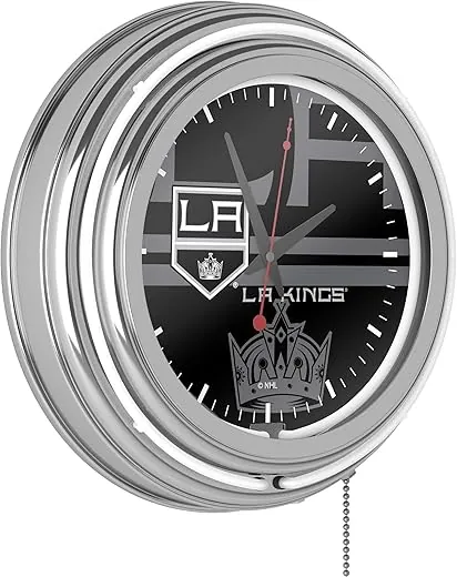 Trademark Gameroom NHL Chrome Double Rung Neon Clock Watermark Los Angeles Kings photo Trademark Gameroom NHL Chrome Double Rung Neon Clock Watermark Los Angeles Kings featured image