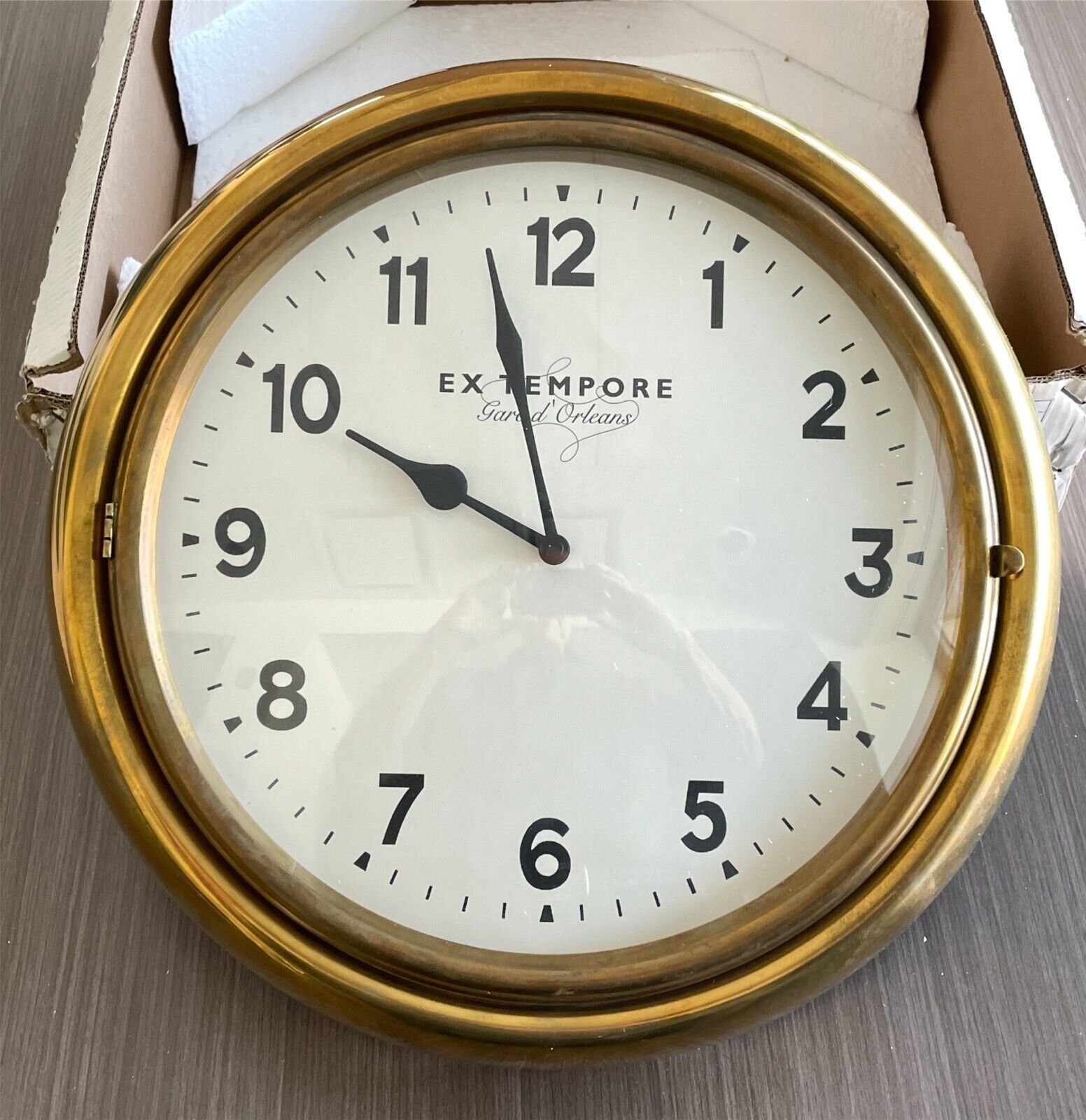 Train Railroad Station Clock 14 inches - Antique Brass - Battery Operated - NEW