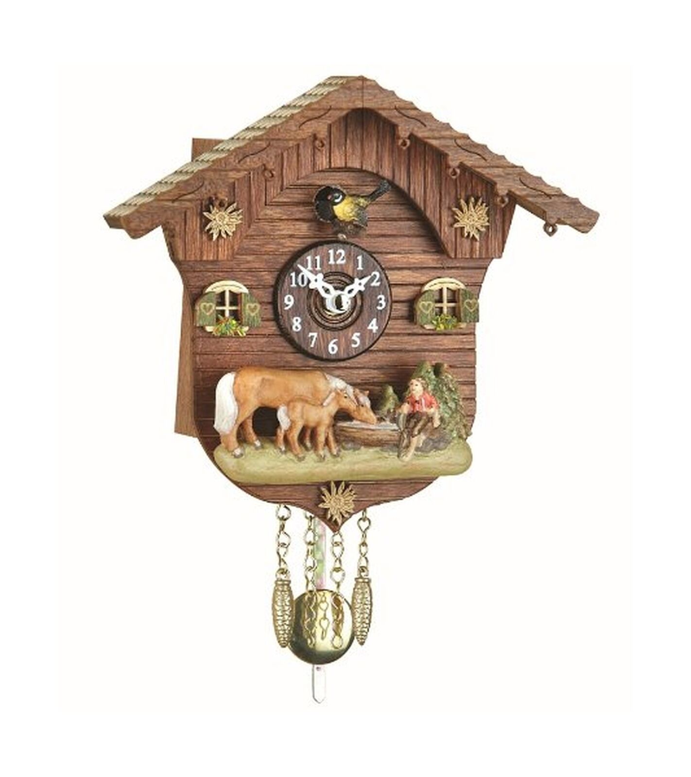 Trenkle Kuckulino Black Forest Clock Swiss House with Quartz Movement and Cuc...