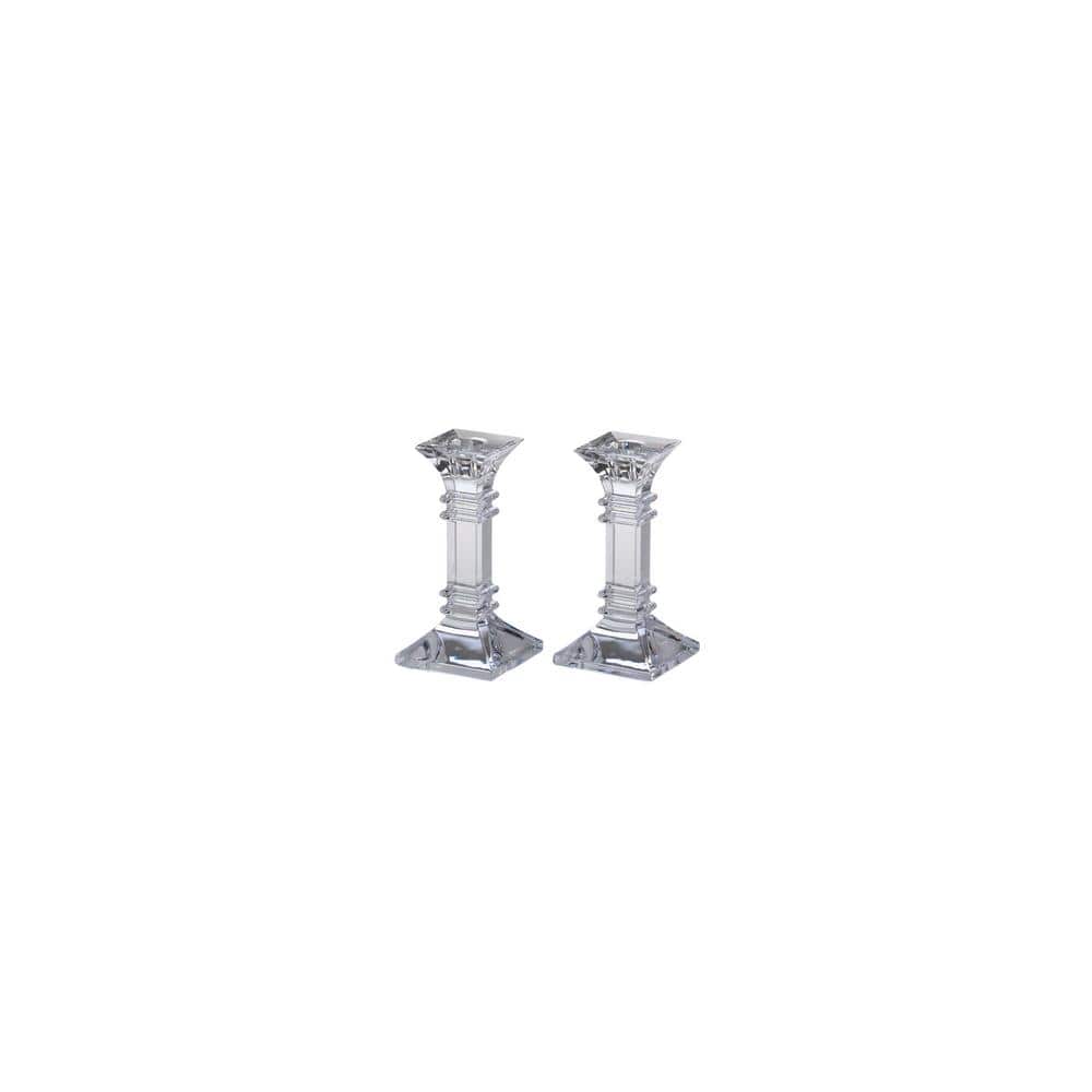 Treviso Clear 6 in. Crystal Candle Holder (Set of 2)