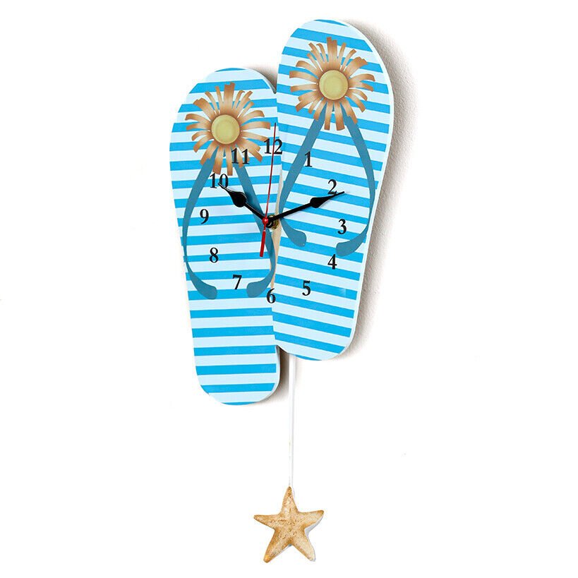 Tropical Beach Seaside Flip Flop Wall Clock Coastal Seashell Blue Flipflop Clock photo Tropical Beach Seaside Flip Flop Wall Clock Coastal Seashell Blue Flipflop Clock featured image