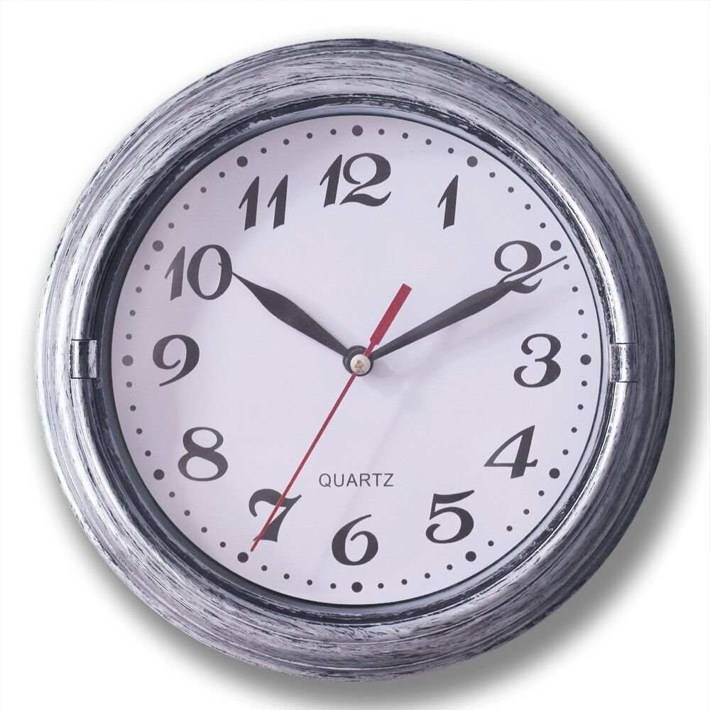 Ts 8 Inch Silent Small Quartz Wall Clocks Battery Operated In Silver For Bathroo