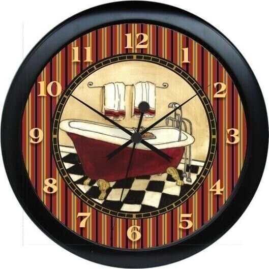 Tub Time 6 Country Primitive Bathroom Bath Decor Wall Clock 0724