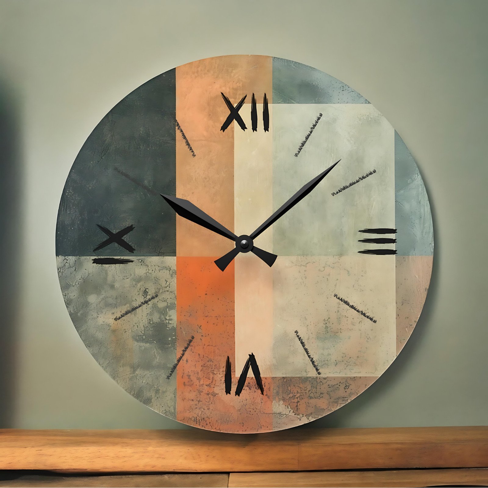 Unique Colorful Acrylic Wall Clock with Roman Numerals - Abstract Design
