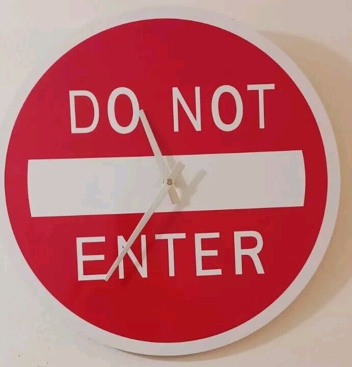 Unique Do Not Enter Wall Clock Red And White Office Bedroom Garage Man Cave