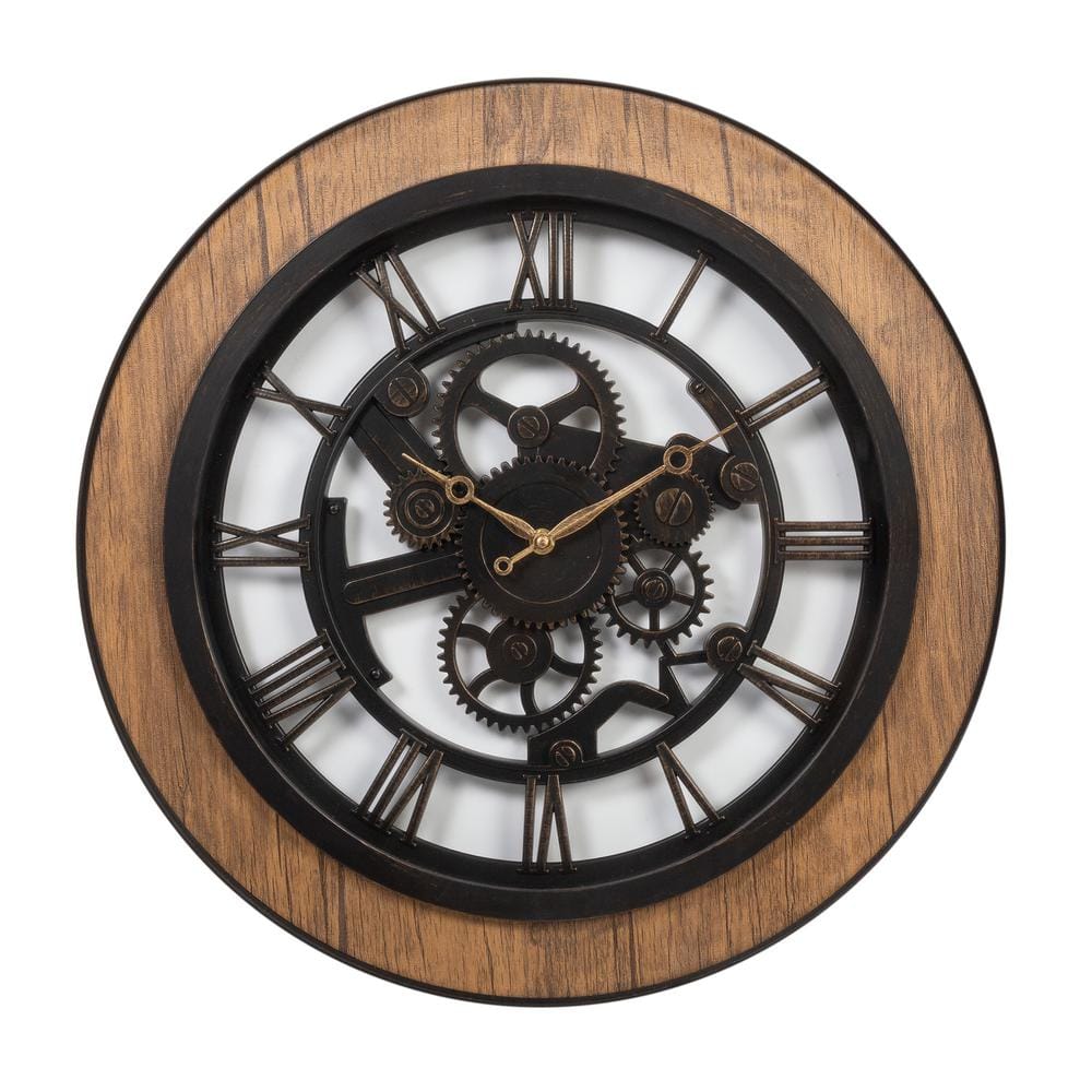 Unique Vintage Round Wall Clock, 20 inches, Black