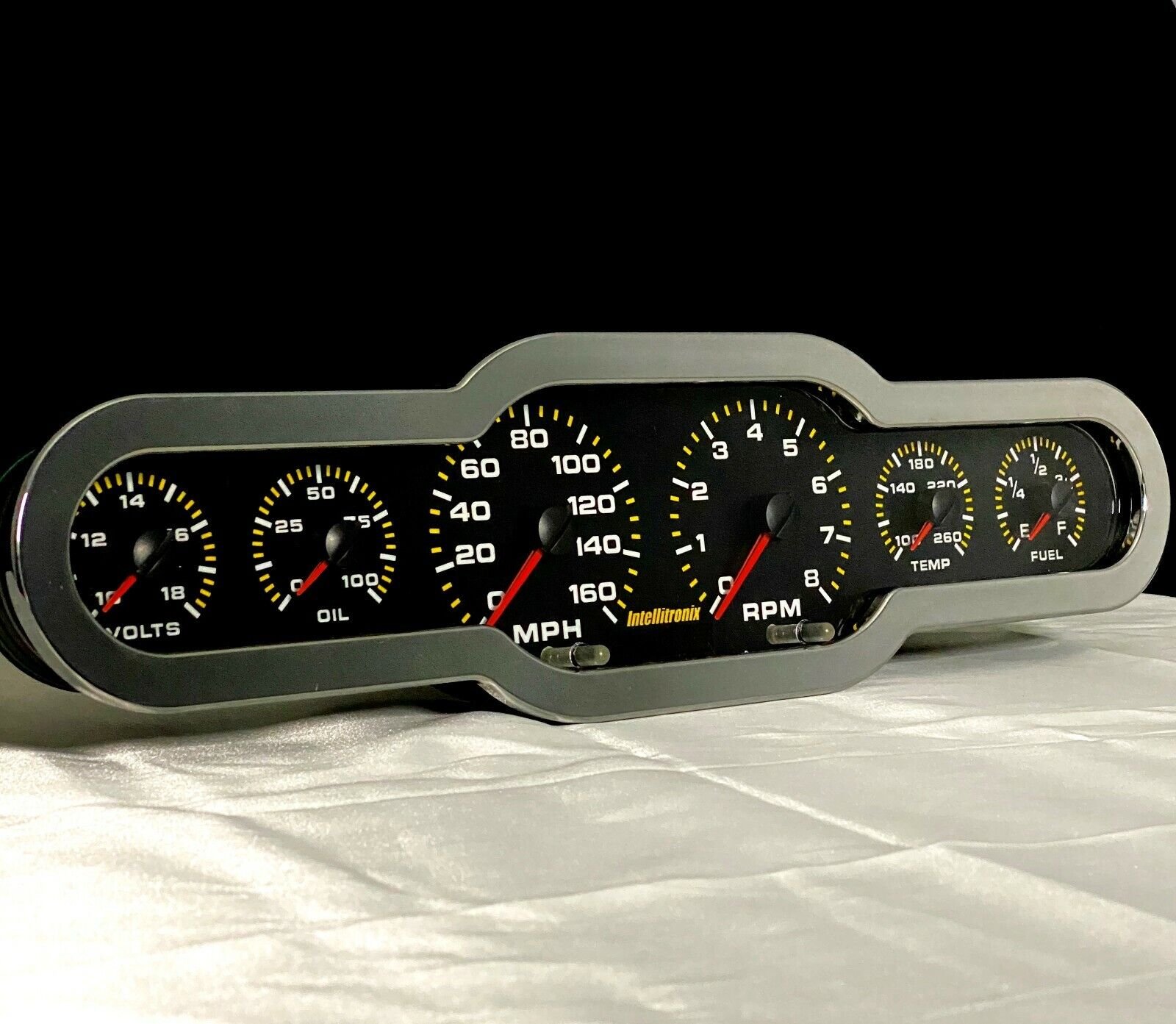Universal Analog 6 Gauge Panel, Chrome Billet Bezel, Intellitronix, Made in USA!