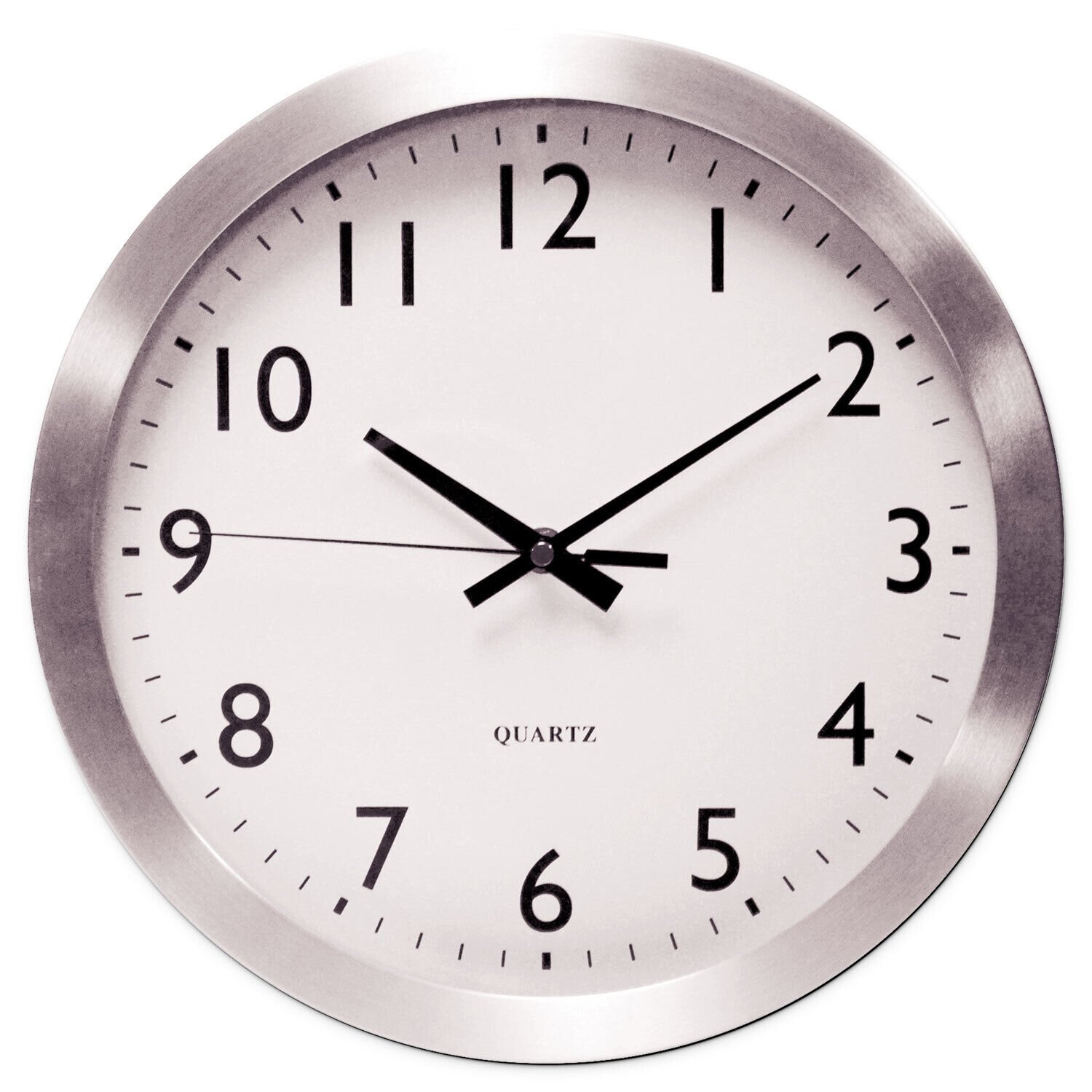 Universal Brushed Steel Finish Wall Clock 12" Silver 1 AA Battery 10425