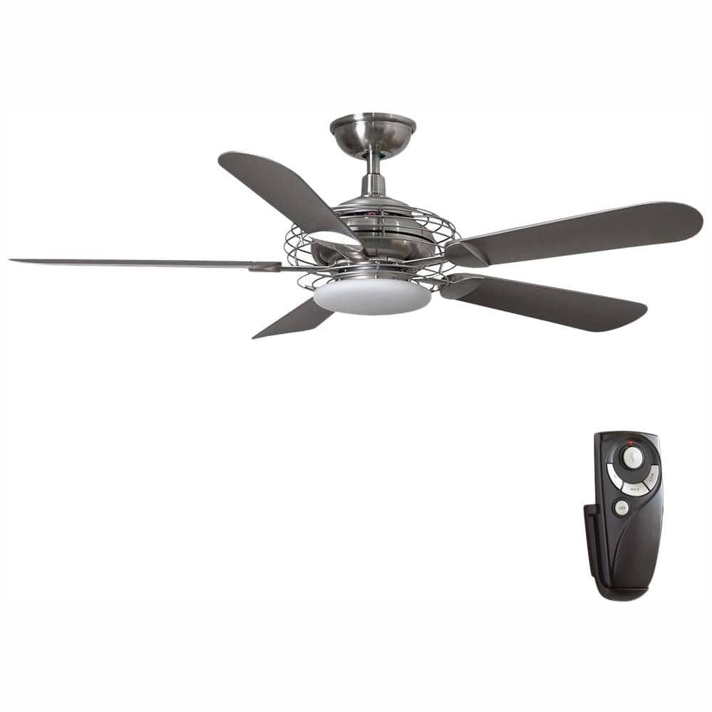 Vercelli 52 in. Integrated LED Indoor Brushed Nickel Ceiling Fan with Light...