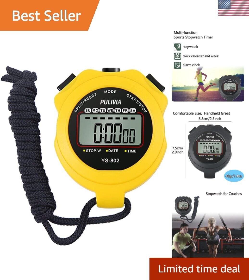 Versatile Yellow Digital Stopwatch - Perfect for Running, Swimming, & Training