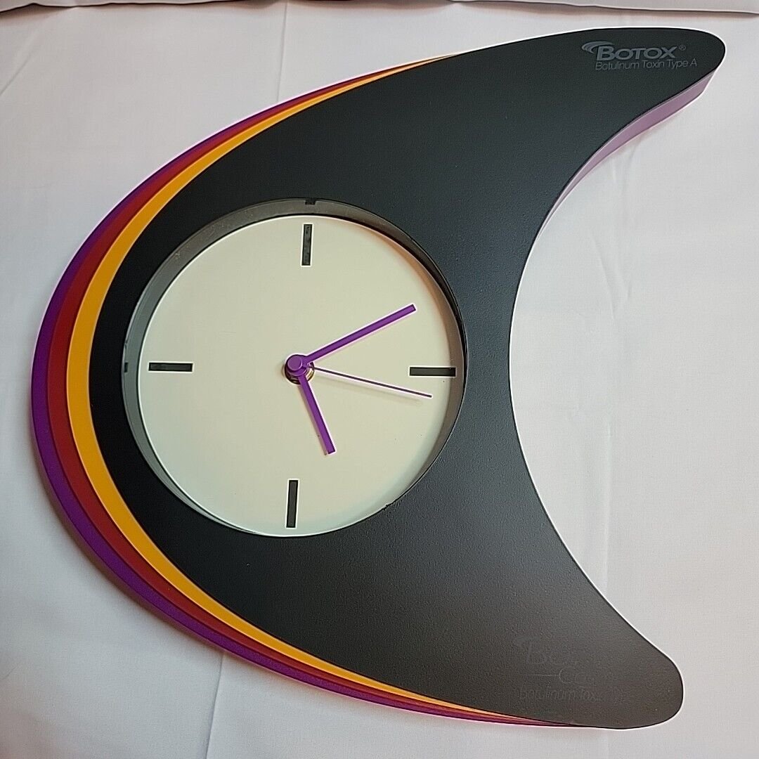 Vintage 2000 Atomic Botox Boomerang Lucite Multi Color Wall Clock