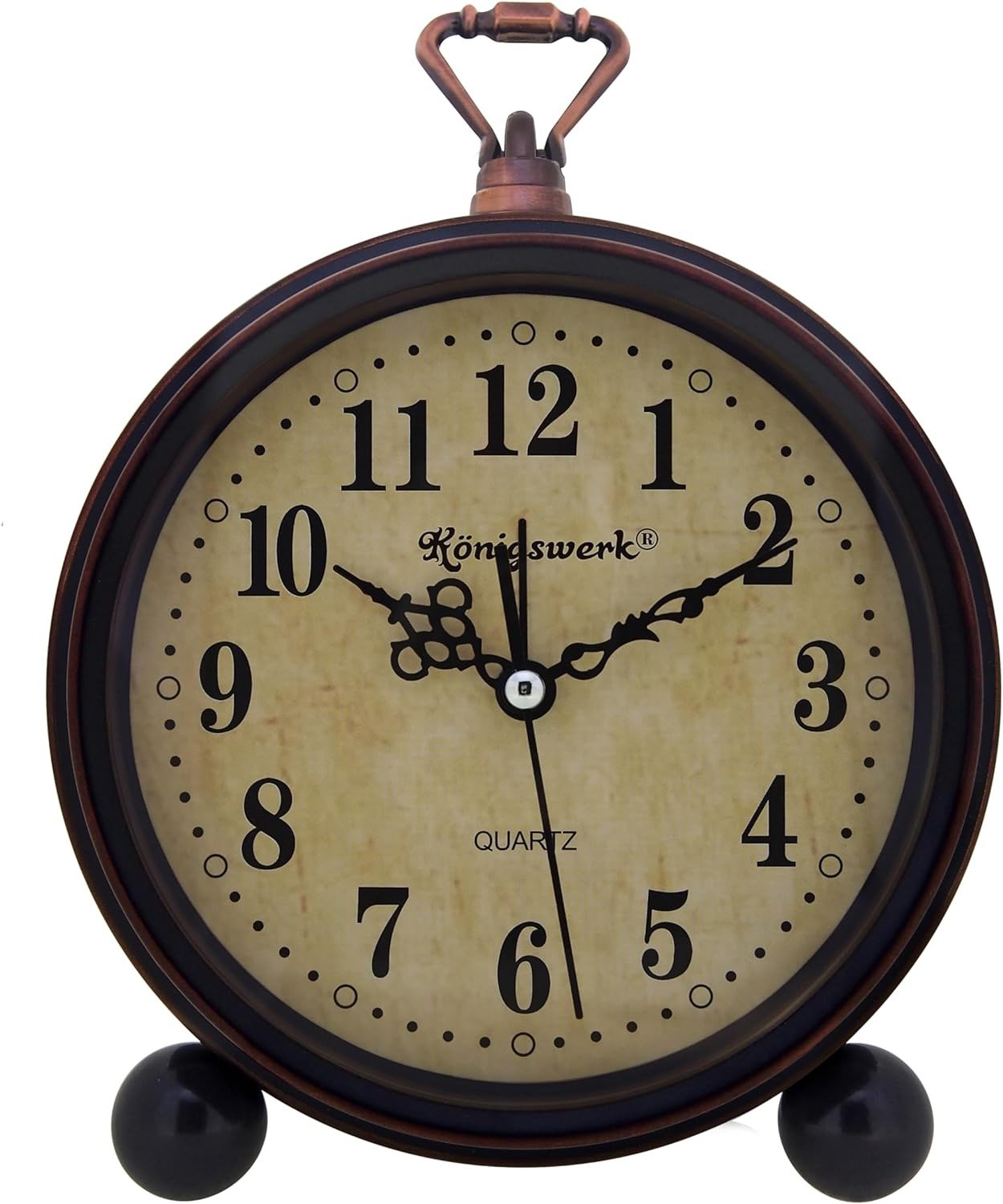 Vintage Analog Alarm Clock, 5.25 inch Small Silent Desk Clock with Night Light,