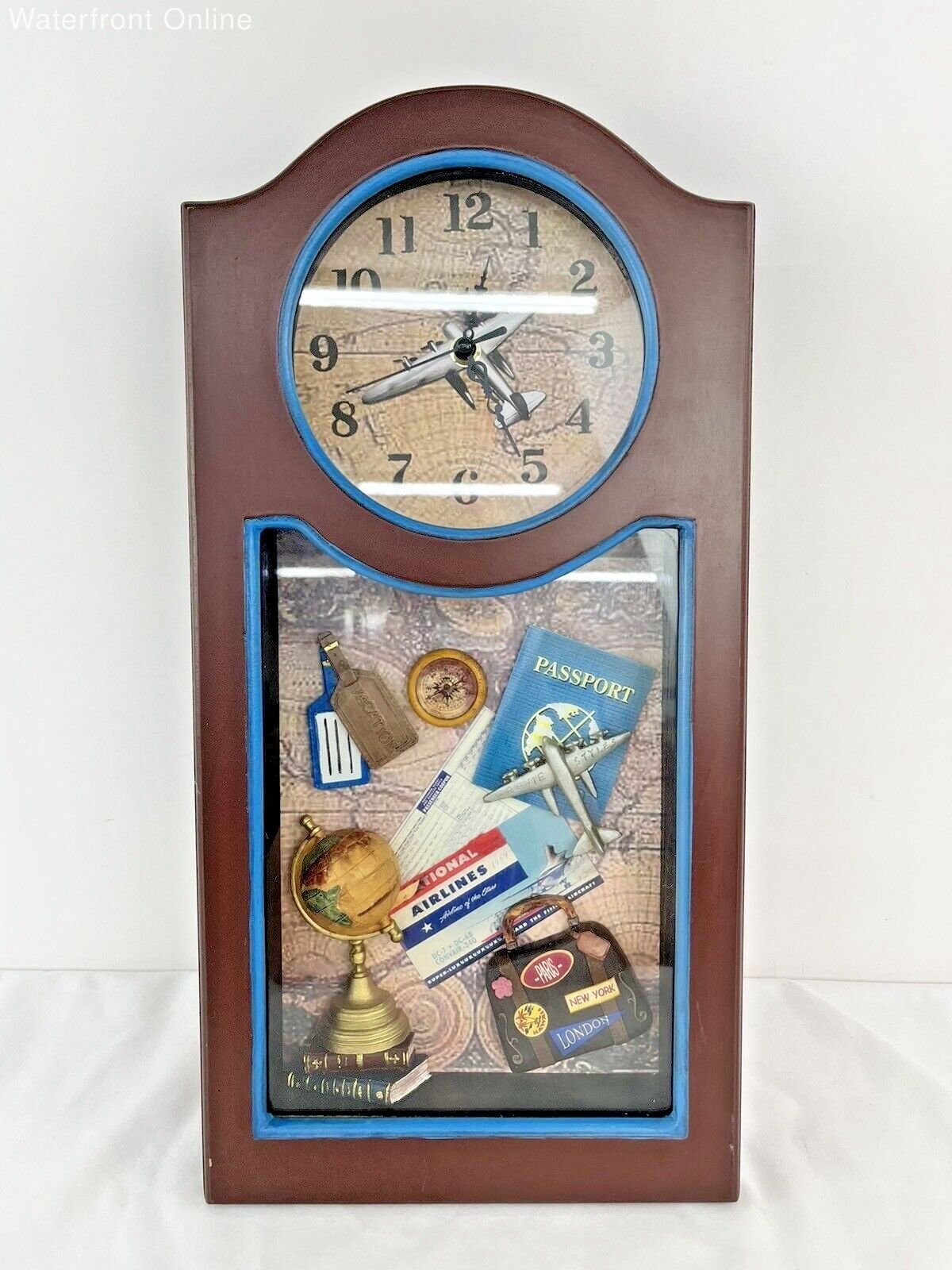 Vintage Arister Shadow Box Wall Clock Travel/Flight Theme