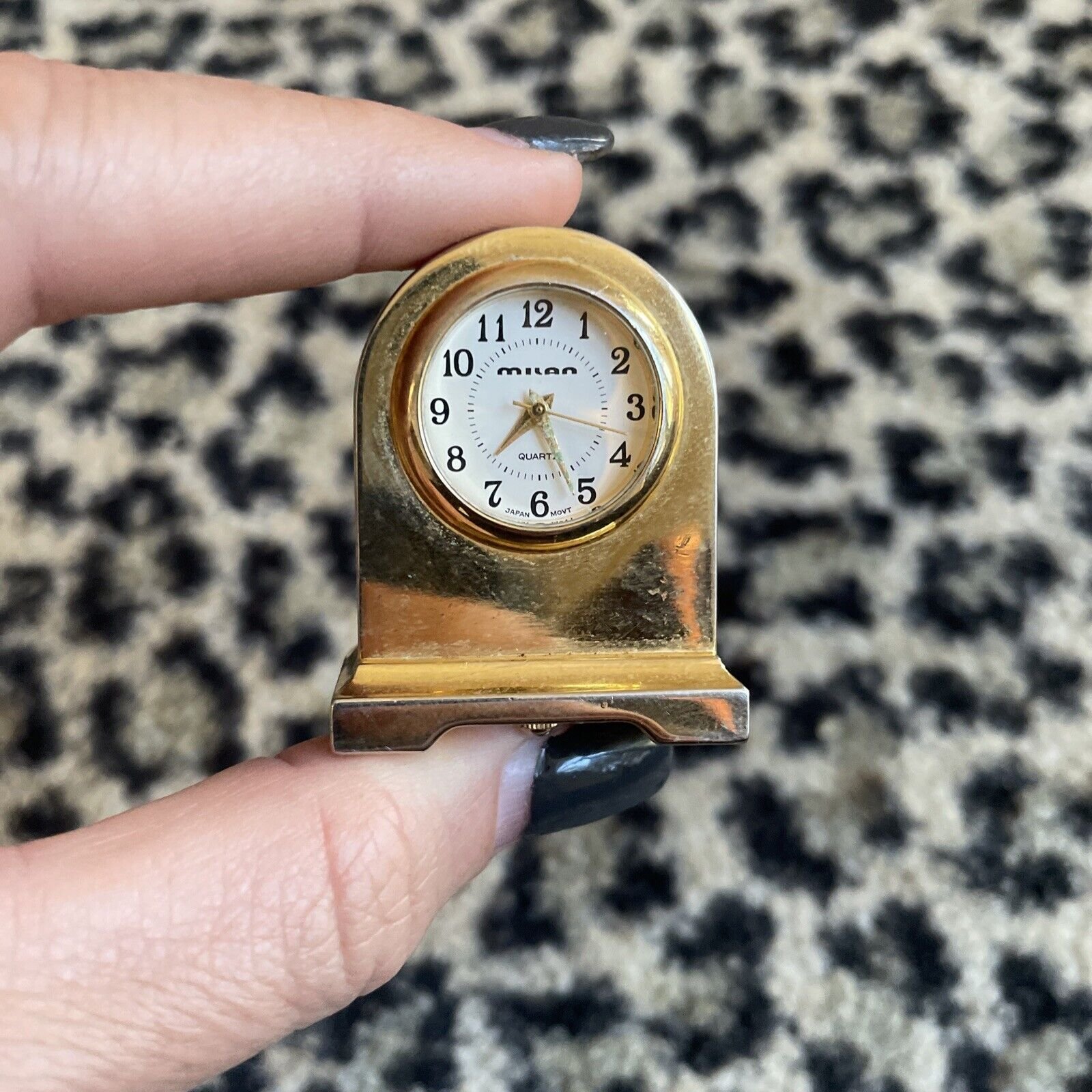 Vintage Brass Milan Quartz Miniature Mini Desk Top Clock. Needs Battery. Cute!