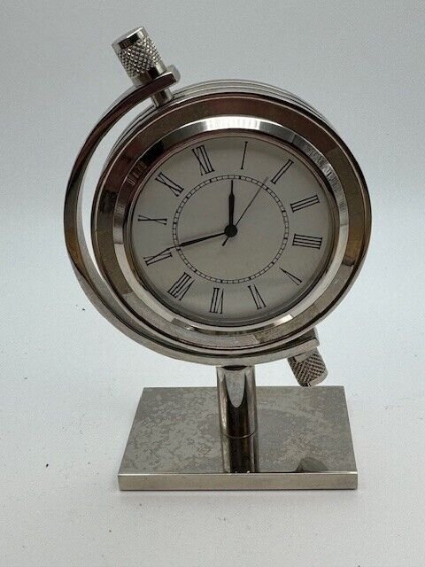 Vintage Chrome Desktop Clock New Battery