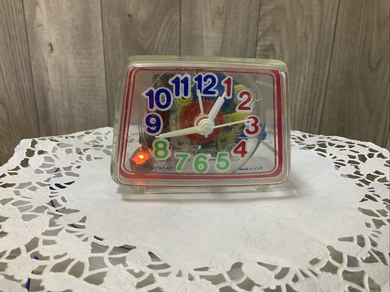 Vintage Clear skeleton Ingraham Toastmaster table clock Retro Electric Alarm