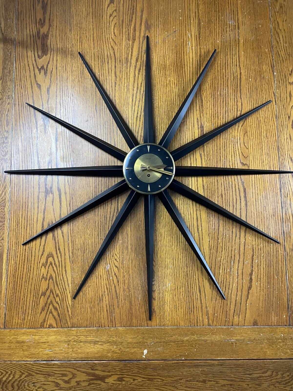 Vintage Decorative Collectible Welby Metal Starburst Wall Mounted Clock Untested