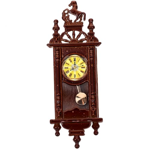 Vintage Decor Dollhouse Clock 1:12 Scale Miniature Model Wall Clock Grandfather Clock Wooden Vintage Doll House Clock Living Room Simulated Dollhouse Furniture for Kids Kids