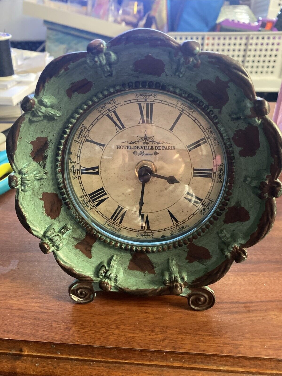 Vintage Desk Top Metal Clock