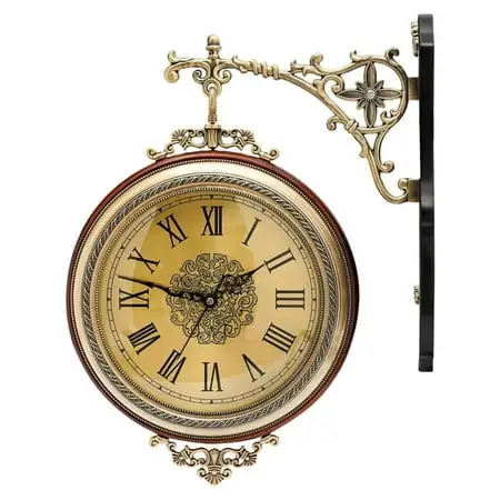 Vintage Double Sided Clock 12 In Antique Wall Clock, Industrial Wall Decor Clock Unique Round Wall