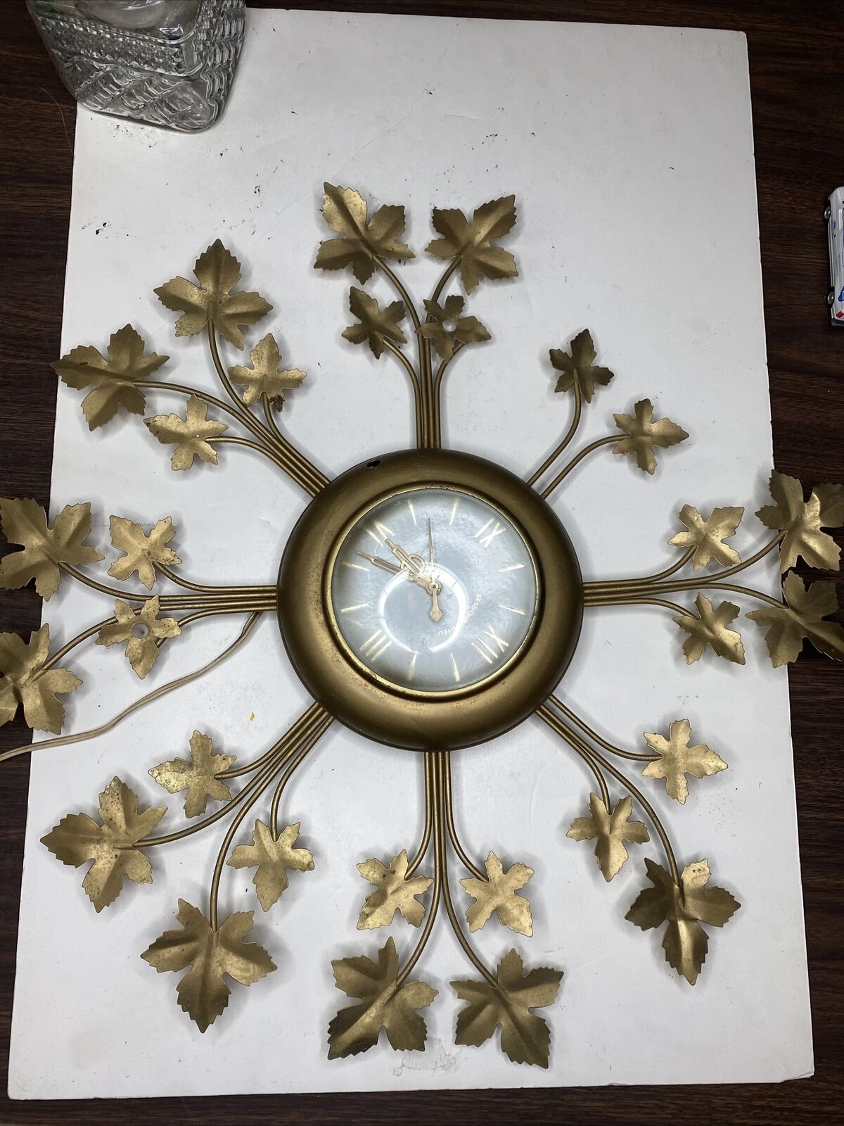 Vintage Gold Maple Leaf Wall Clock