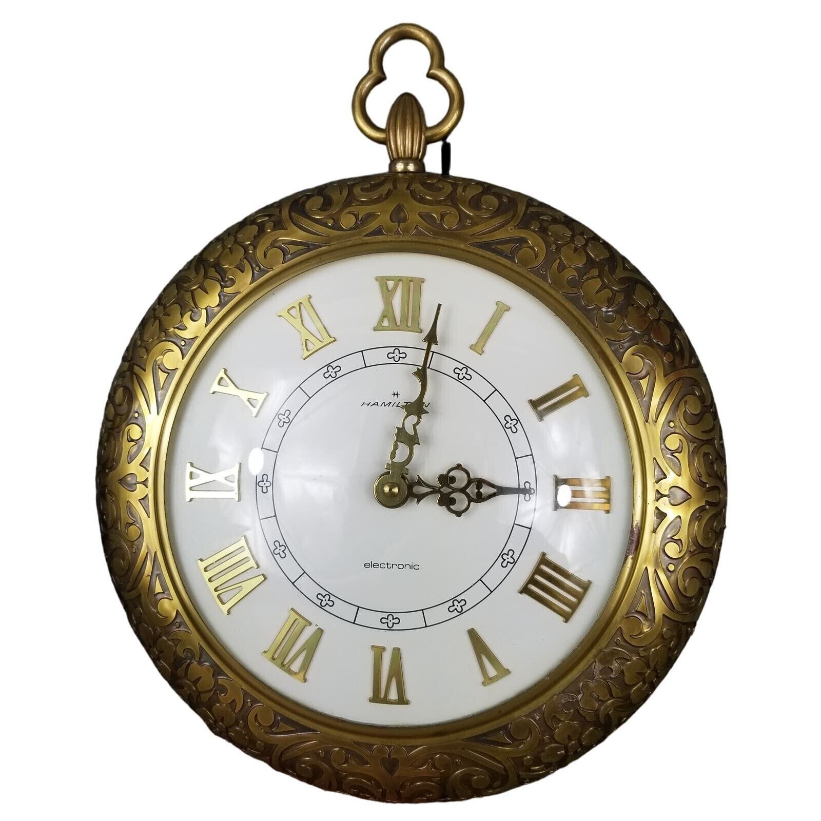 Vintage Hamilton Brass/Metal Wall Hanging Clock Pocket Watch