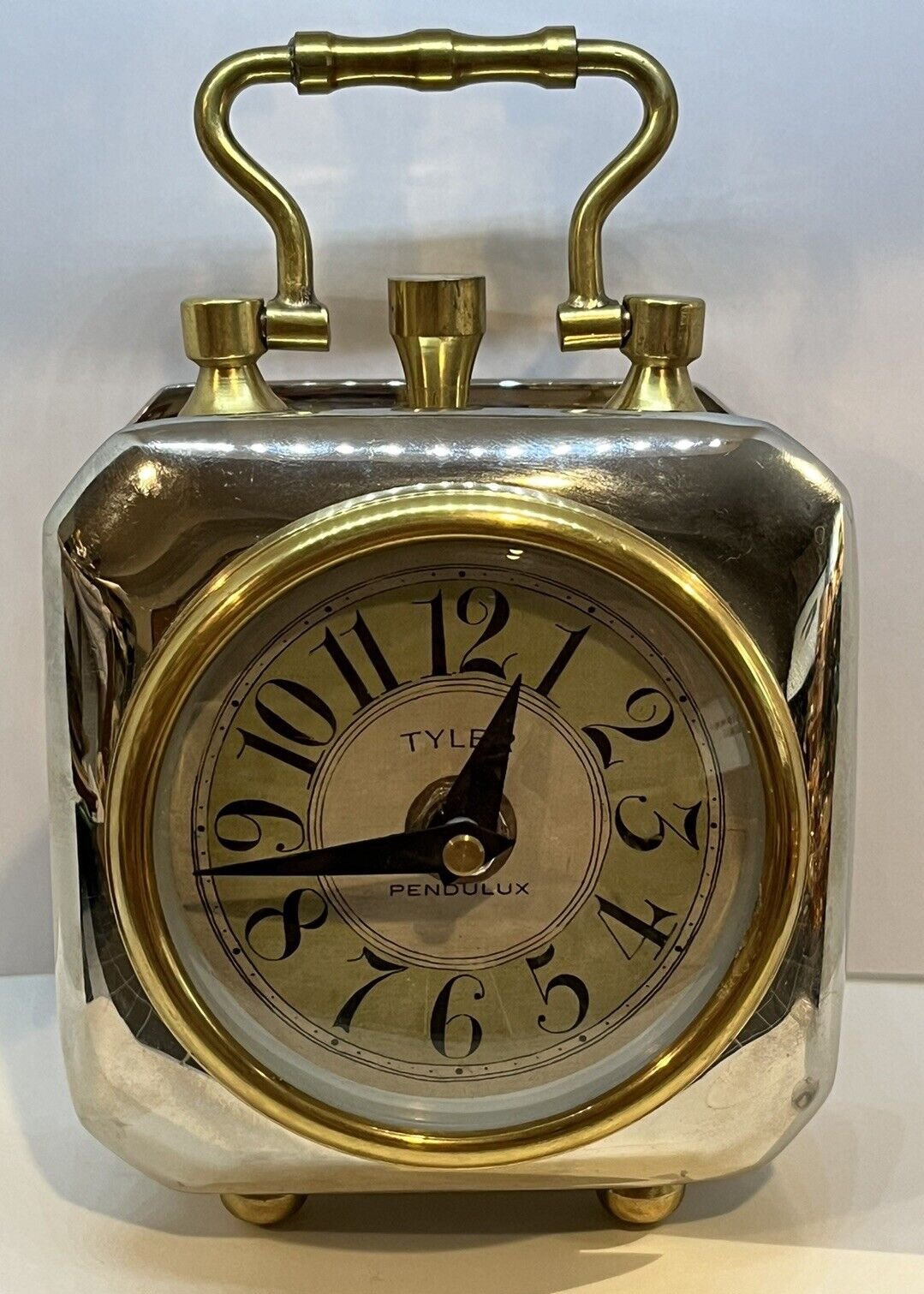 Vintage Heavy Steampunk Tyler Table Clock Pendulux Nickel Brass