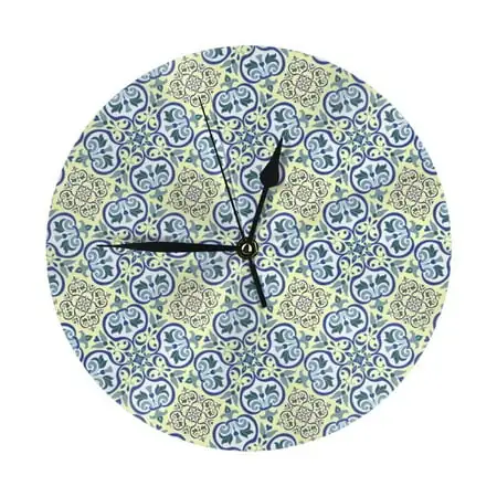 vintage Italian majolica style pattern Wall Clock Silent Non Ticking 10 Inch Battery Operated