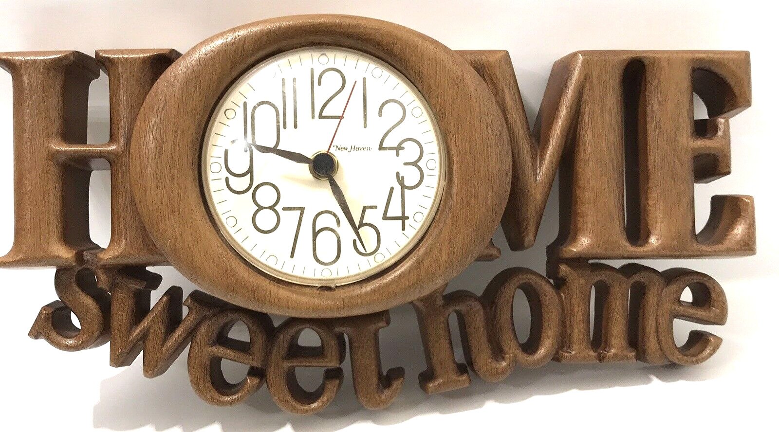 Vintage MCM Burwood New Haven Home Sweet Home Wall Clock Original Caliber Works