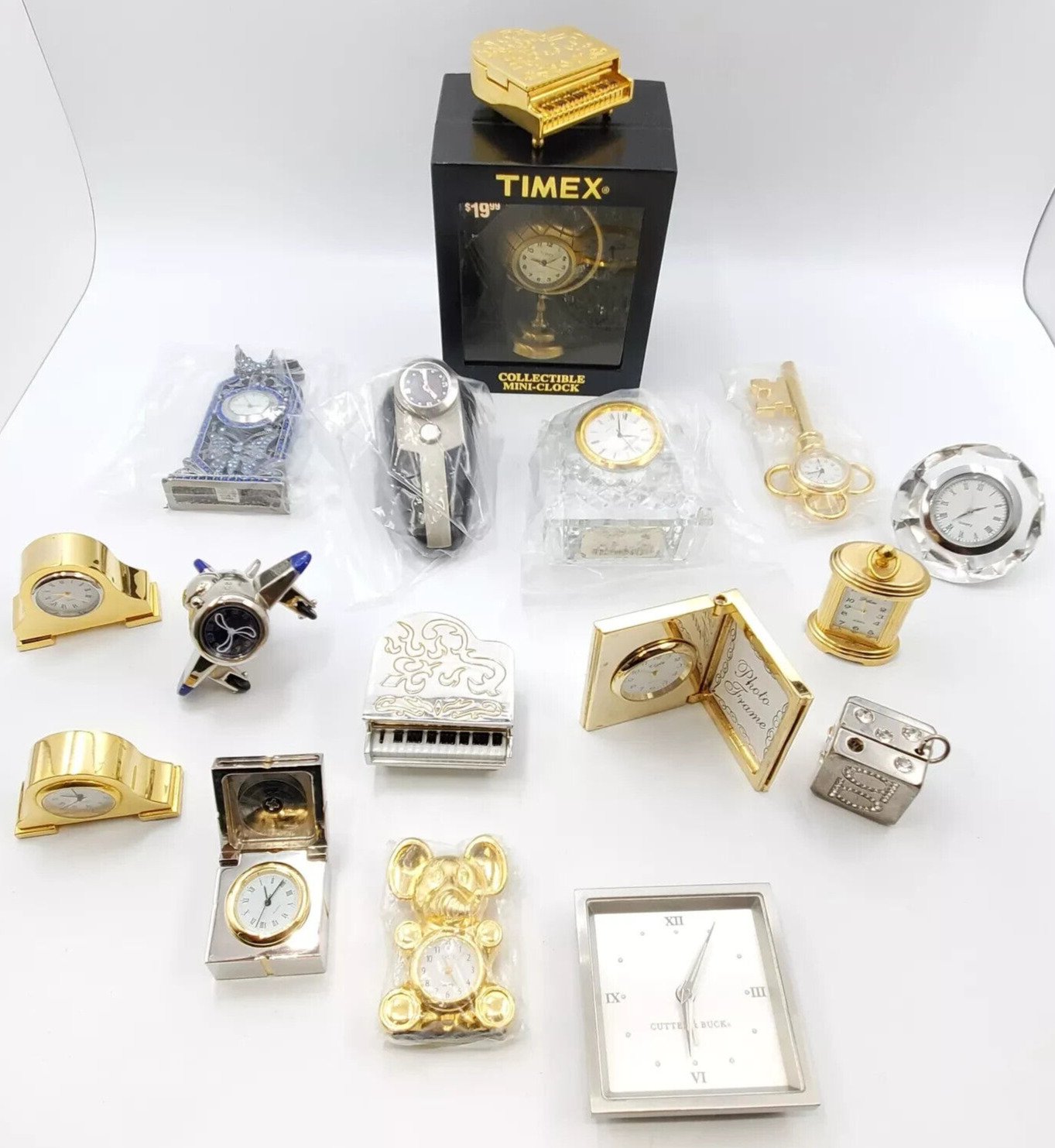 Vintage Novelty Gold or Silver Tone Desk Table Clock your Choice 9.86 ea