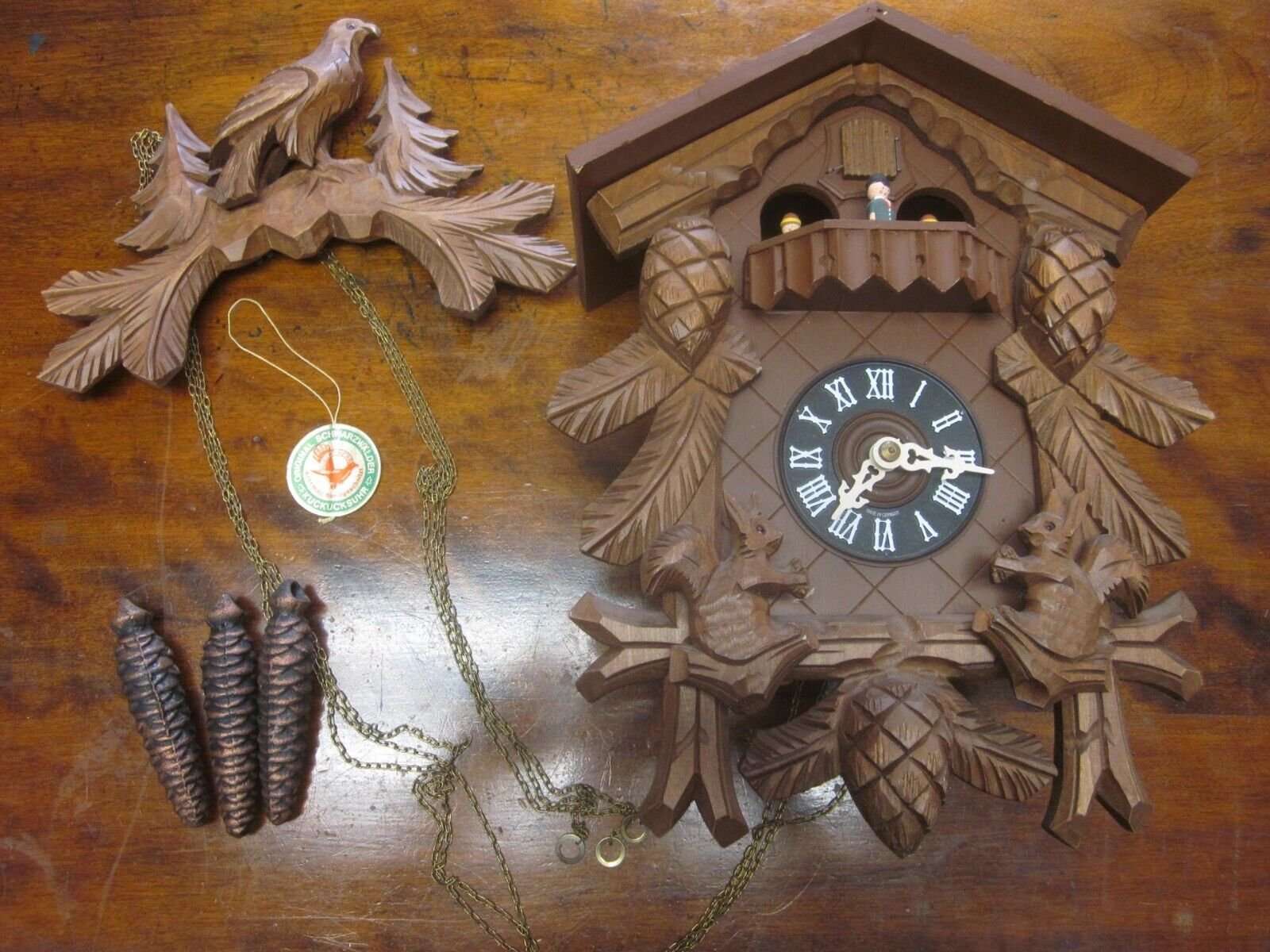 Vintage Original Schwarzwalder Kuckucksuhr German Black Forest Cuckoo Clock