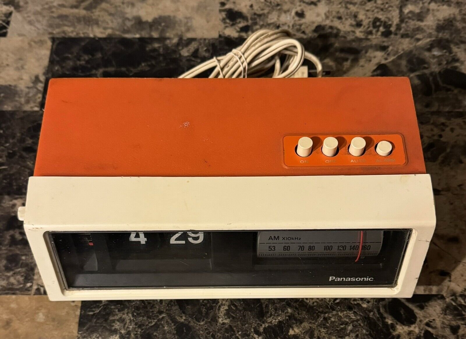 Vintage Panasonic RC-1122 Flip Clock Alarm AM Radio Orange MCM Mid Century Retro