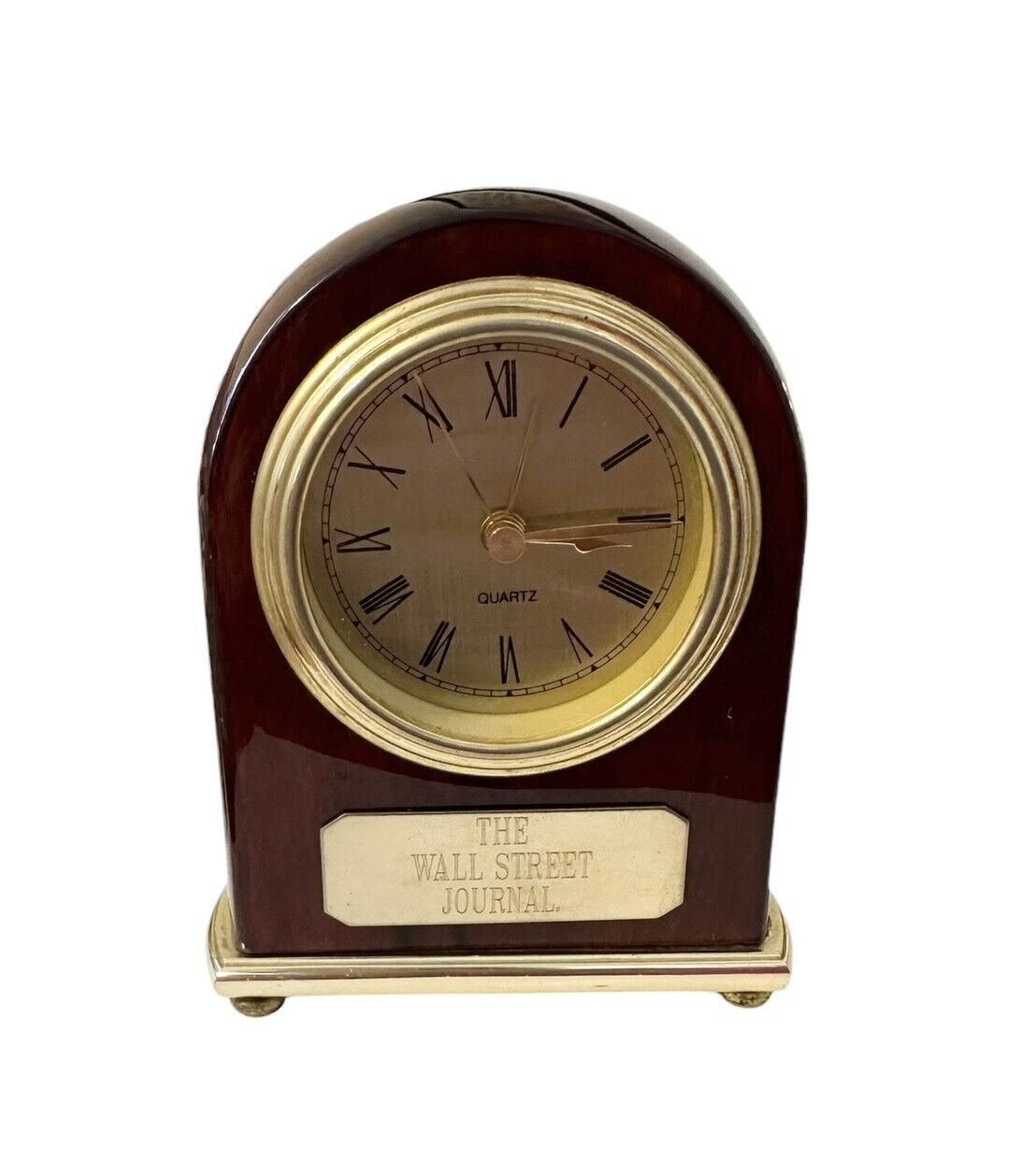 Vintage Quartz Rosewood Piano Finish Table Desk Clock Wall Street Journal Award